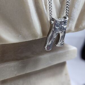 Vintage EMMONS Patched Jeans Silver tone Necklace